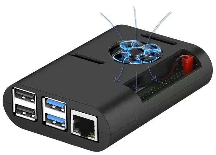 Caja para Raspberry Pi 4 B con ventilador y disipadores