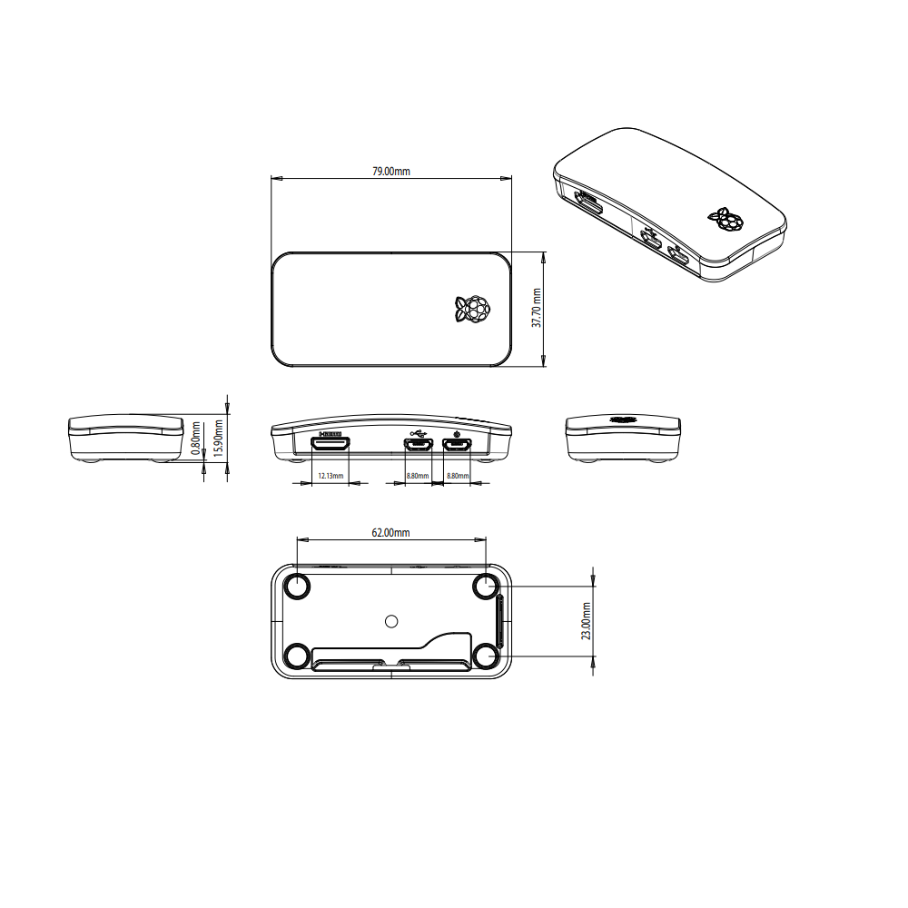 Caja Original Para Raspberry Pi Zero W - Rojo/Blanco