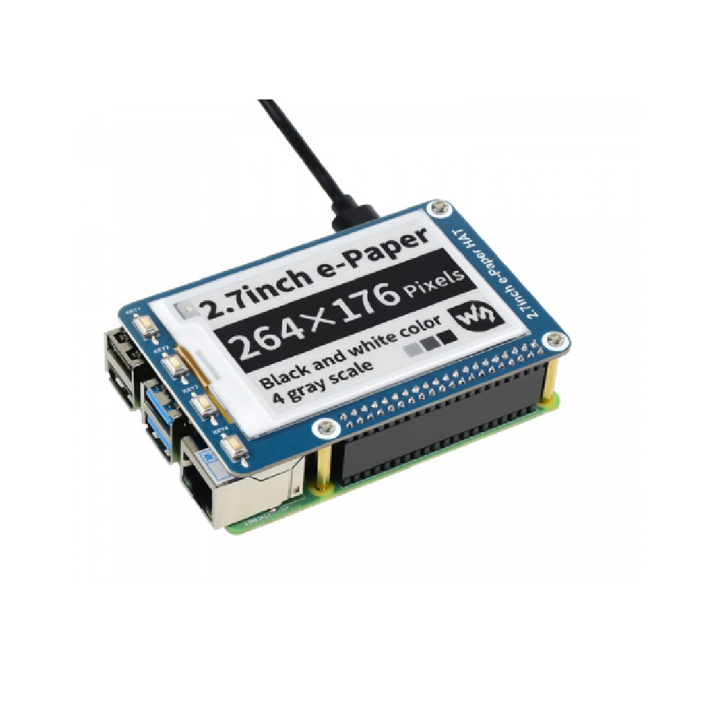 HAT Pantalla E-Ink de 2,7 pulgadas 264x176 para Raspberry Pi