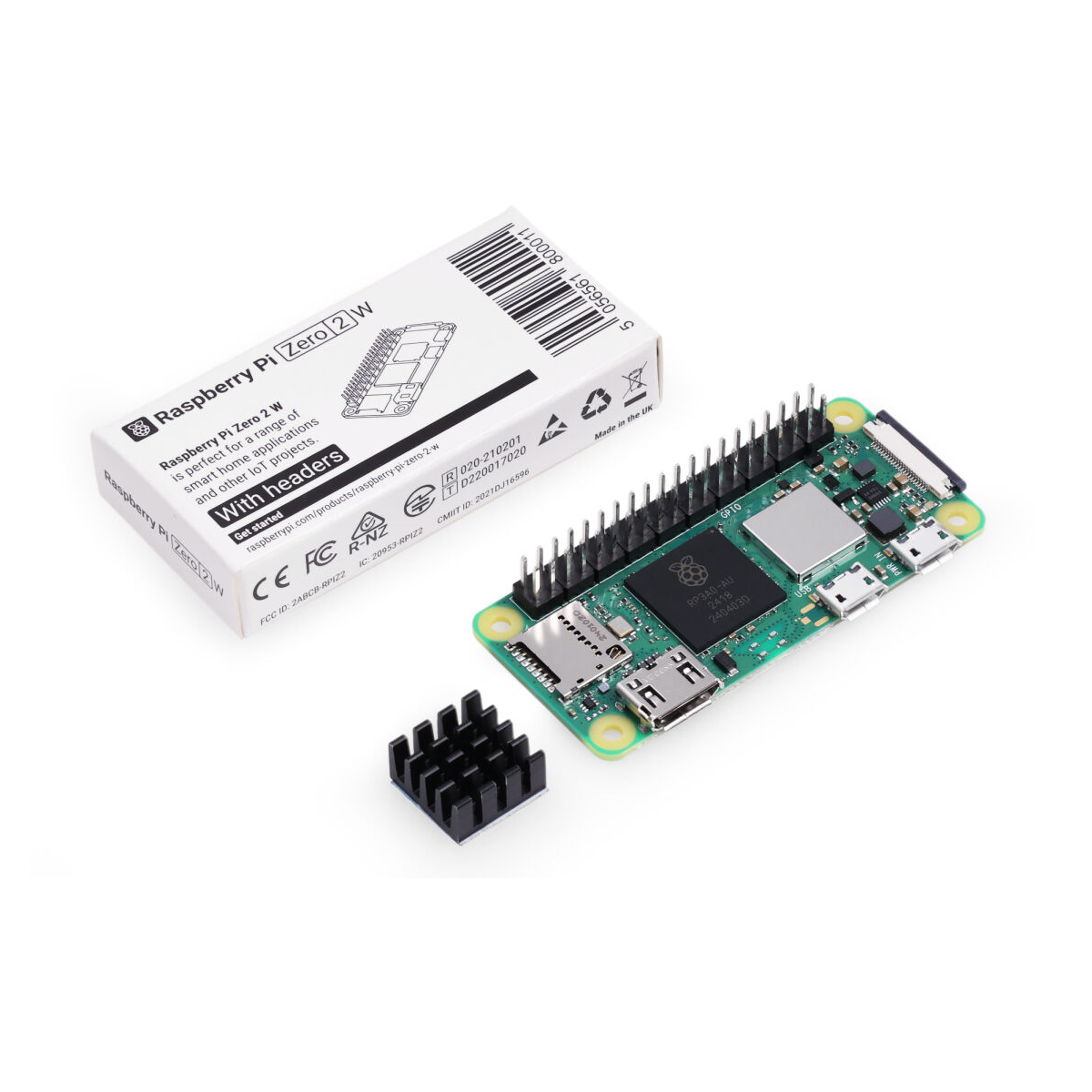 Kit Raspberry Pi Zero 2 W con Headers WiFi Bluetooth + Adaptadores y Disipador - Seeed Studio