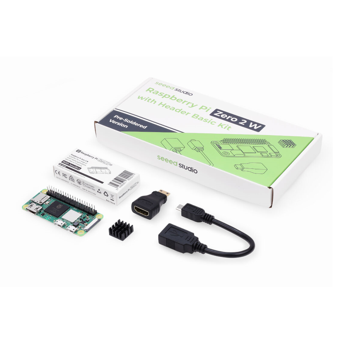 Kit Raspberry Pi Zero 2 W con Headers WiFi Bluetooth + Adaptadores y Disipador - Seeed Studio