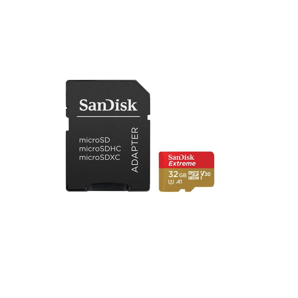 Memoria MicroSD 32GB Sandisk Extreme U3 V30 4K Lectura 100MB/s Escritura 60MB/s