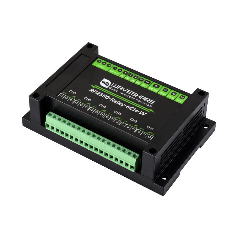 Módulo Relé Industrial RP2350 WiFi 6 Canales RS485 + Pico HAT y Riel DIN
