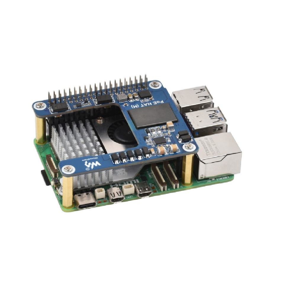 PoE HAT (H) para Raspberry Pi 5 – Módulo Power Over Ethernet IEEE 802.3af/at