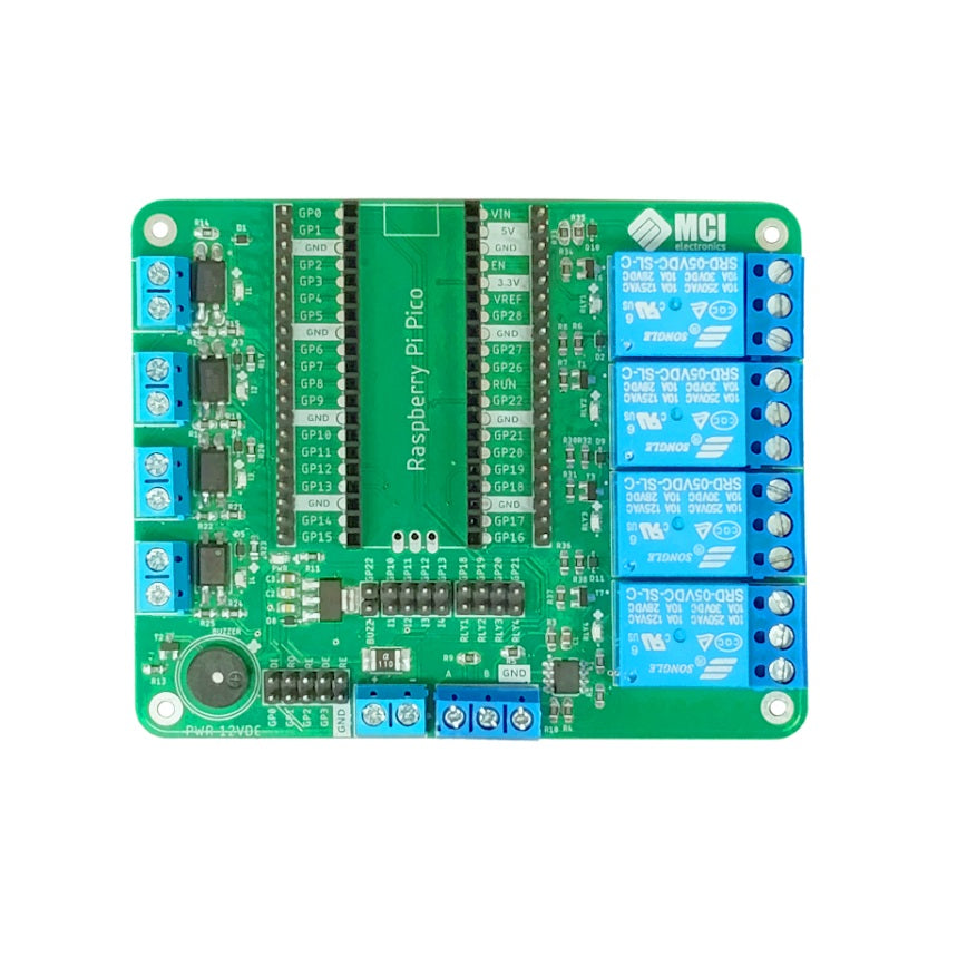 RPI Pico IO – Expansión Industrial para Raspberry Pi Pico con Relés, RS-485, Optoacopladores y Buzzer