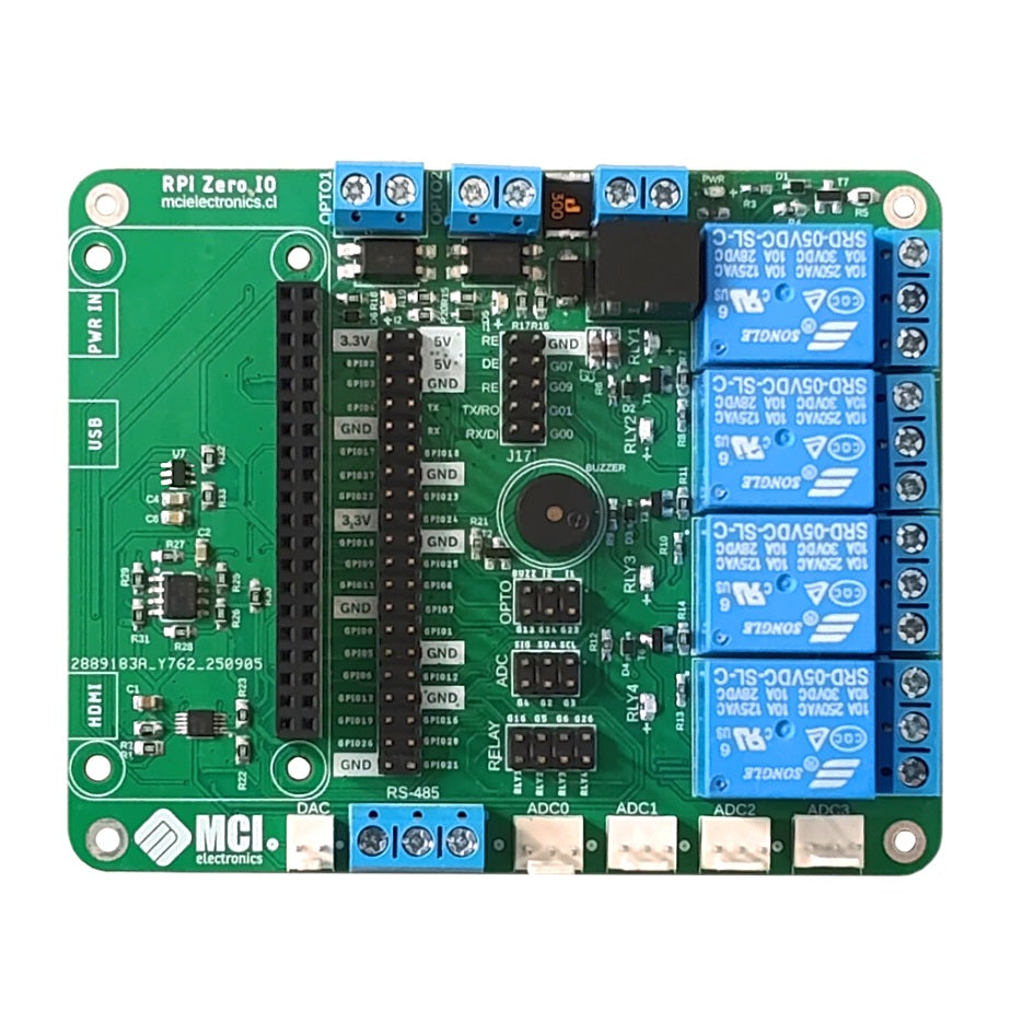 RPI Zero IO para Raspberry Pi Zero 2 W - Módulo con Relés, ADC, RS-485 y Entradas 24V